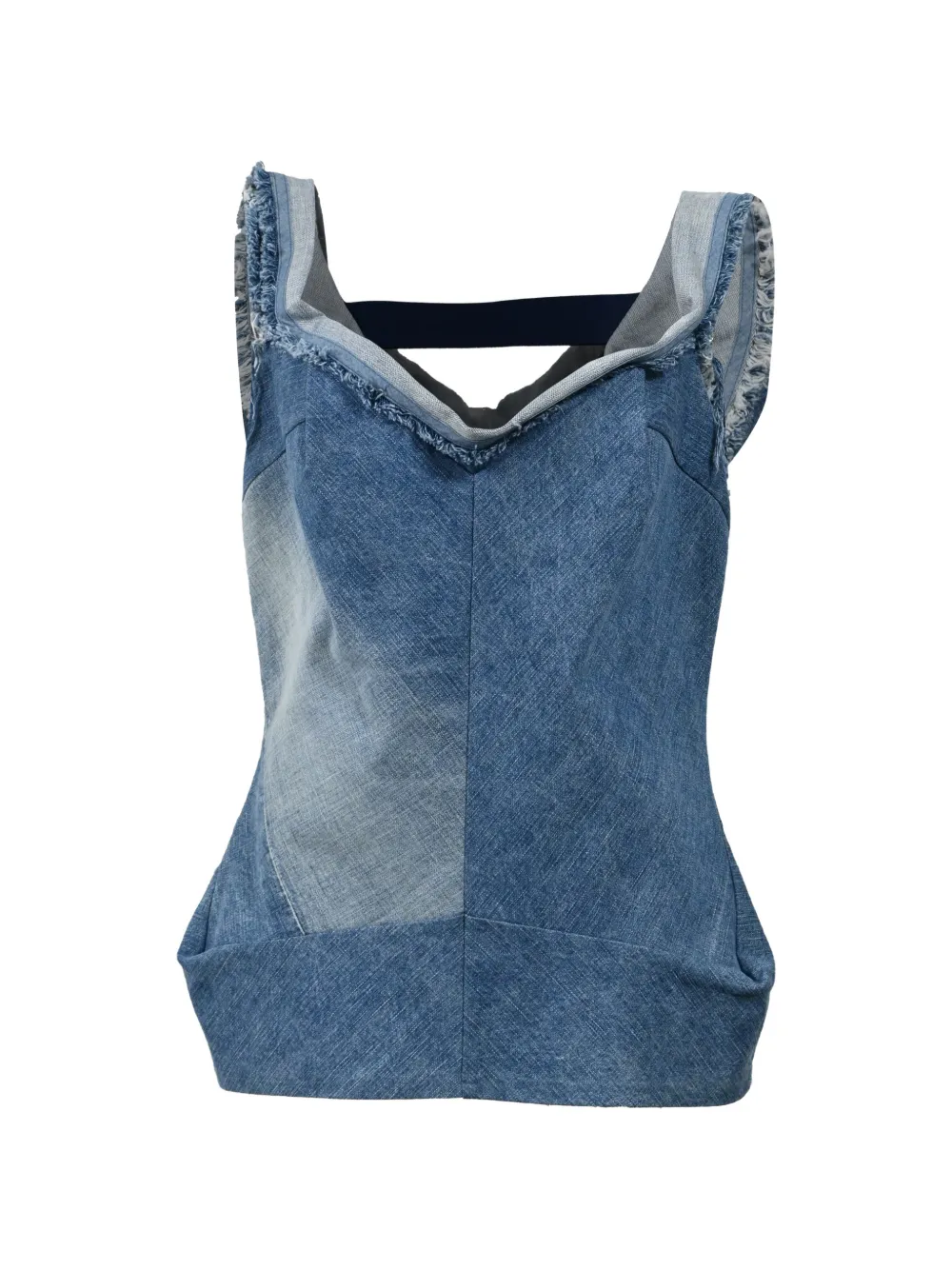 Junya Watanabe x Comme des Garçons draped denim tank tank top - Blu