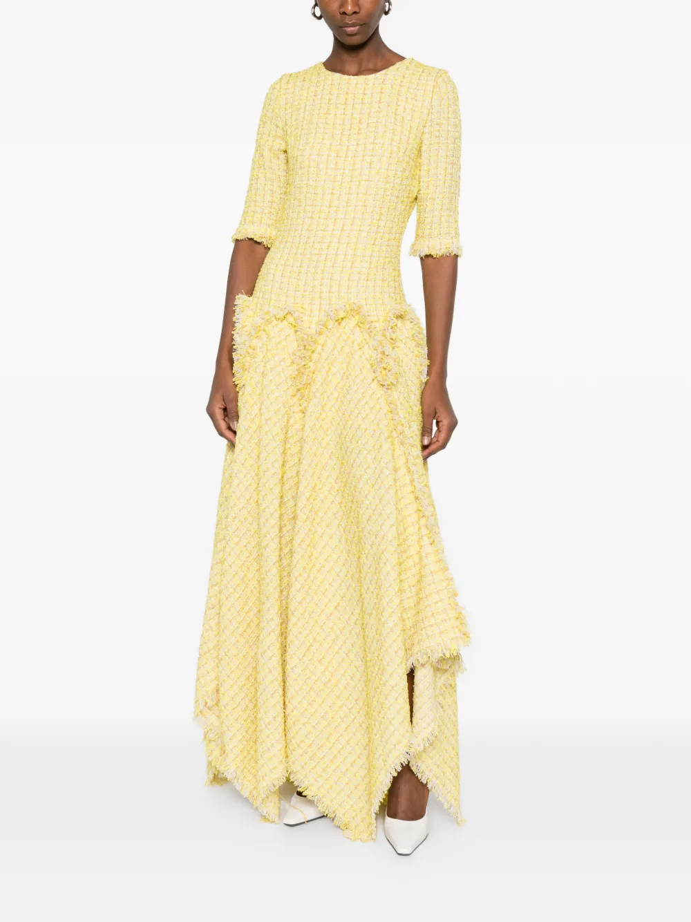  Miau By Clara Rotescu Fringed Ruffled Dress - Yellow 