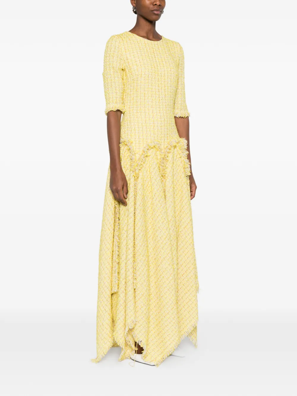  Miau By Clara Rotescu Fringed Ruffled Dress - Yellow 