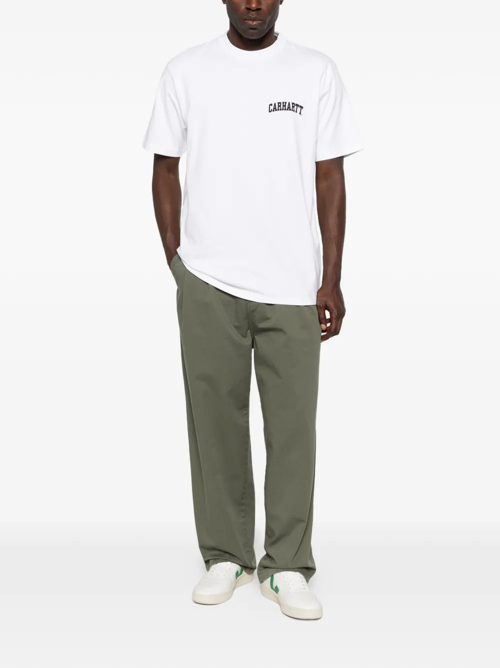 Carhartt WIP T-shirt met logo en ronde hals Beige