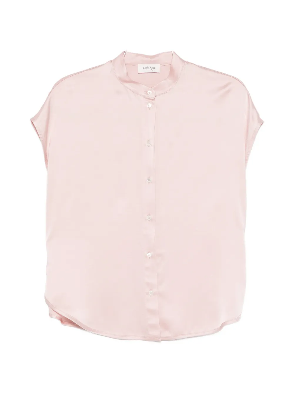 Ottod'ame Button Mandarin Shirt In Pink