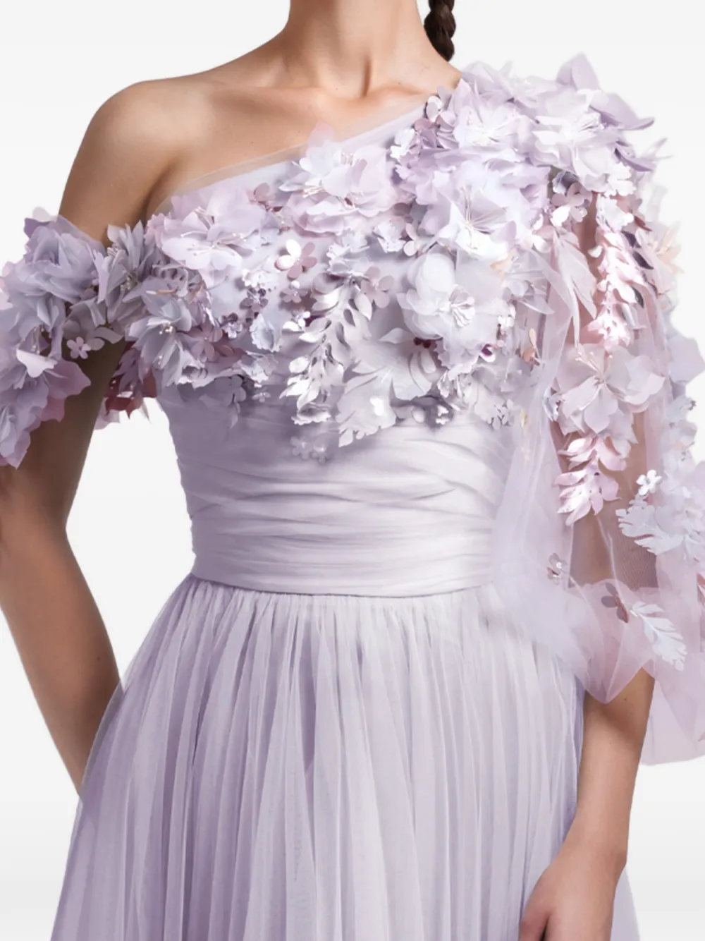 Gemy Maalouf Asymmetrische maxi-jurk met bloemen Paars
