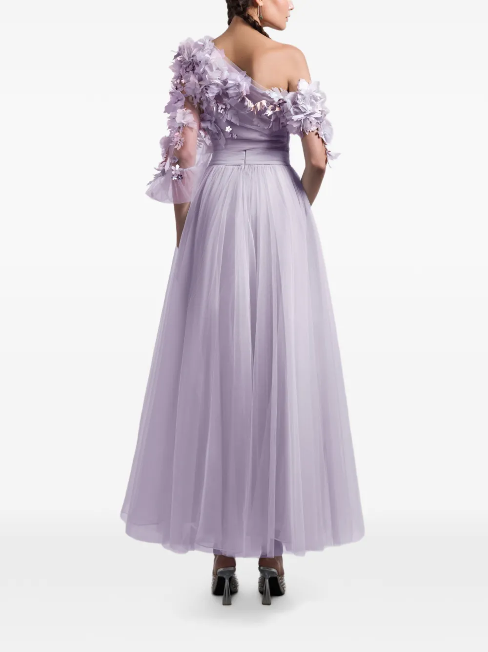 Gemy Maalouf Asymmetrische maxi-jurk met bloemen Paars