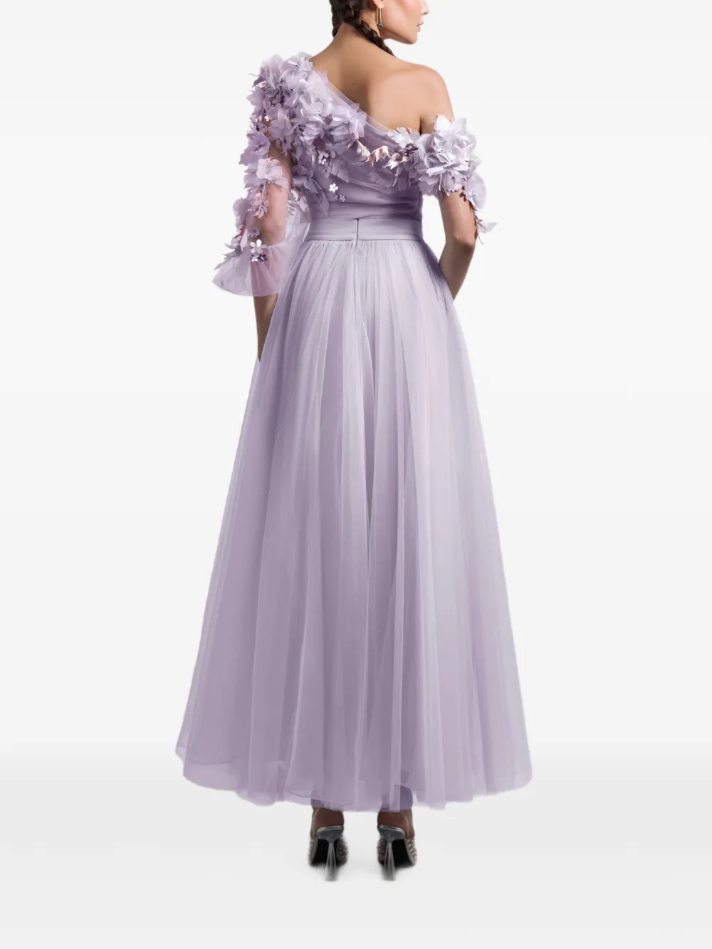 Gemy Maalouf Asymmetrische maxi-jurk met bloemen Paars