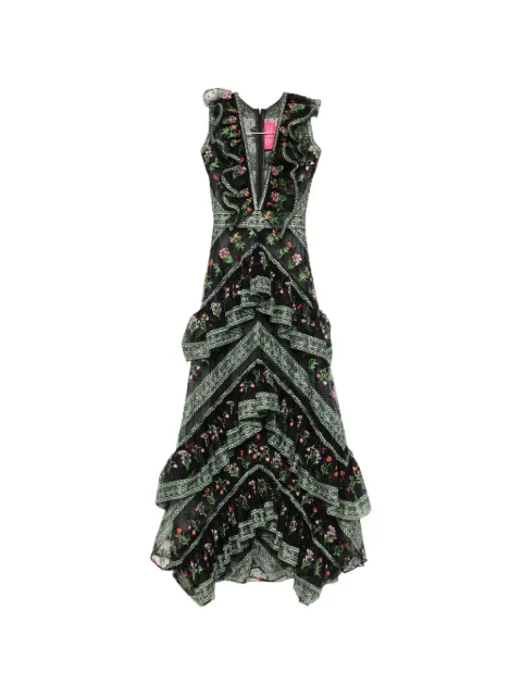 MIAU by Clara Rotescu Verona ruffled floral maxi dress