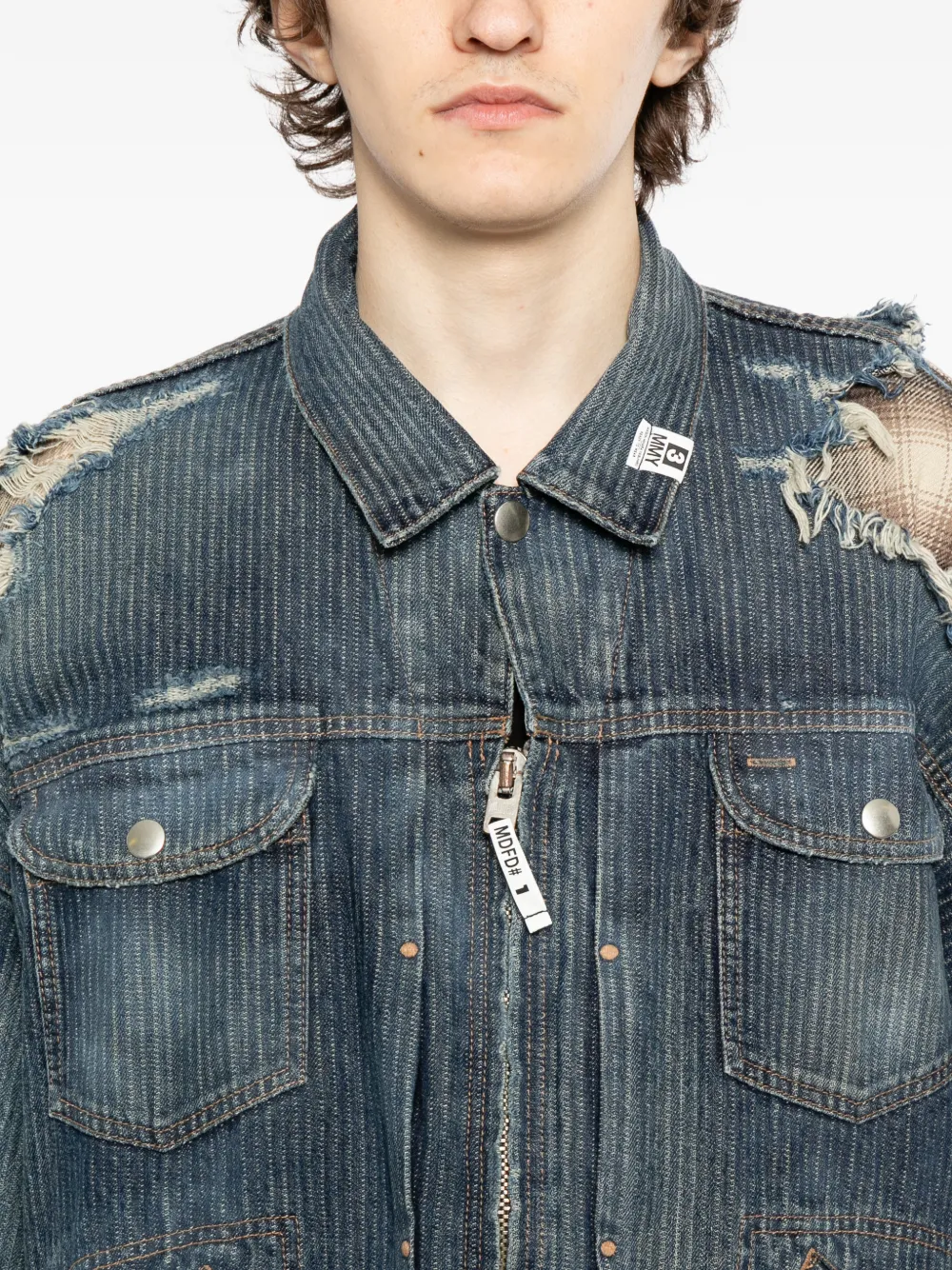 Maison MIHARA YASUHIRO Geruit gelaagd shirtjack Blauw