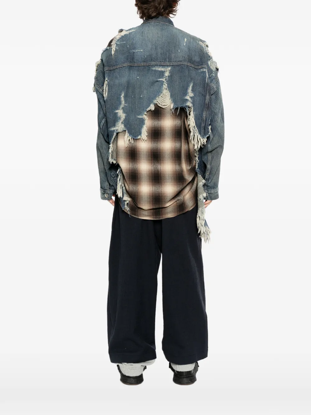 Maison MIHARA YASUHIRO Geruit gelaagd shirtjack Blauw