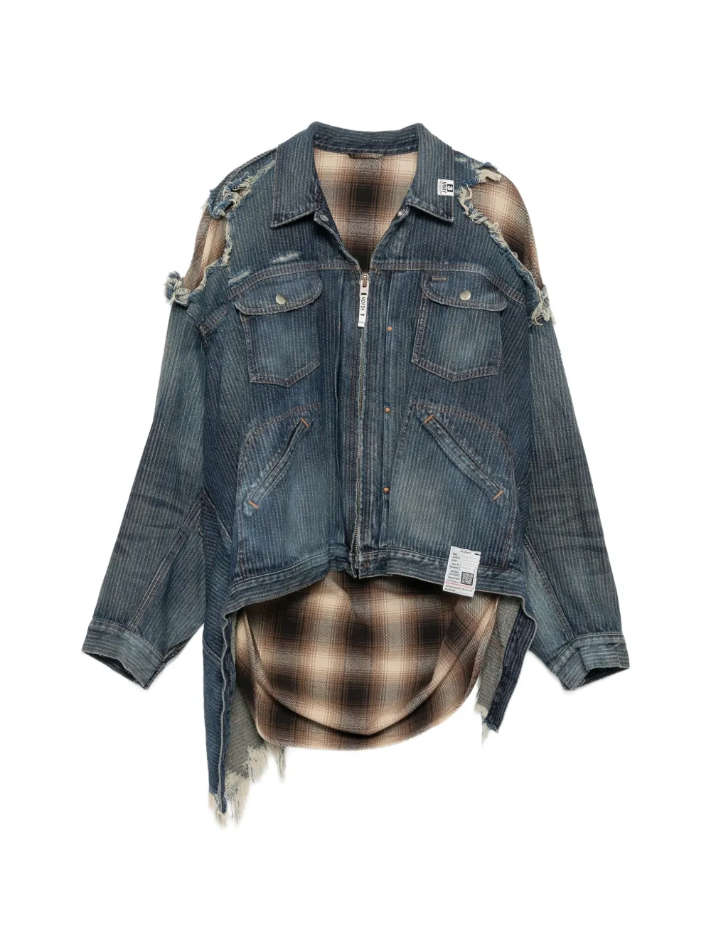 Maison MIHARA YASUHIRO check shirt layered jacket - Blu