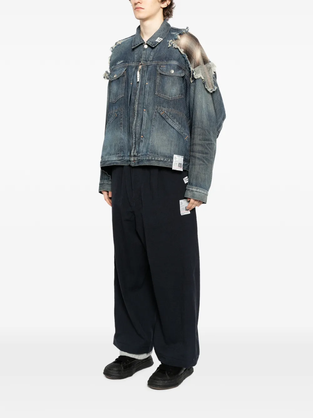  Maison Mihara Yasuhiro Check Shirt Layered Jacket - Blue 