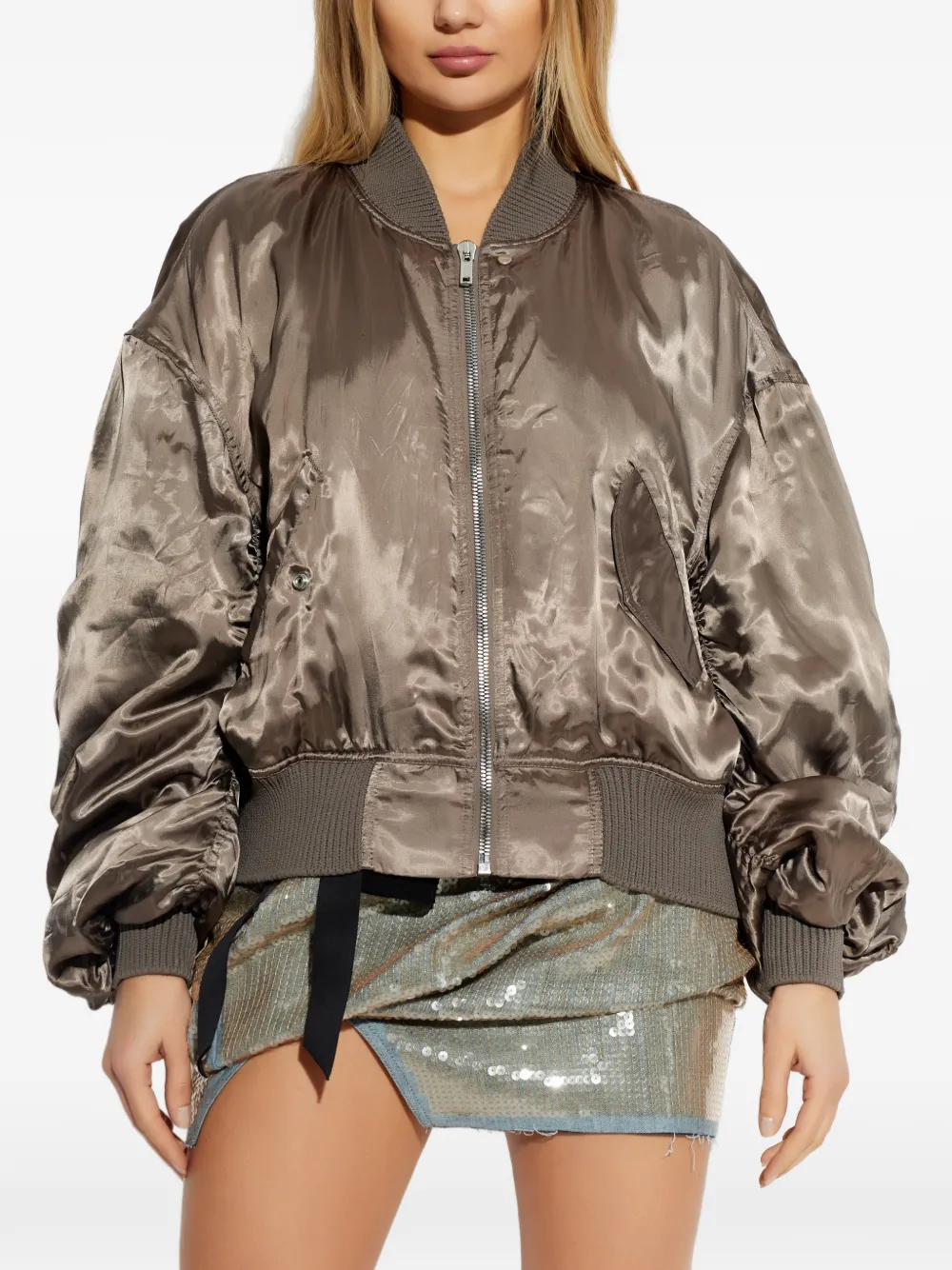  Rick Owens Secchia Bomber Jacket - Brown 