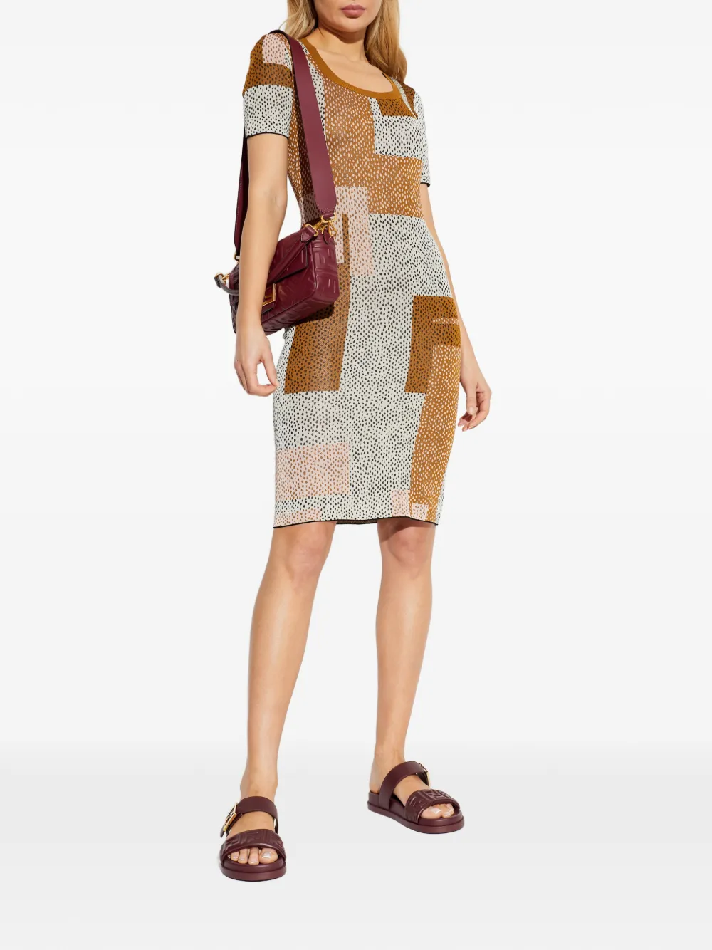  Fendi Multicolour Viscose Jacquard Dress - Neutrals 