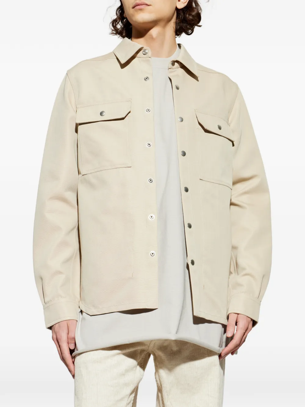  Rick Owens Buttoned Shirt Jacket - Neutrals 