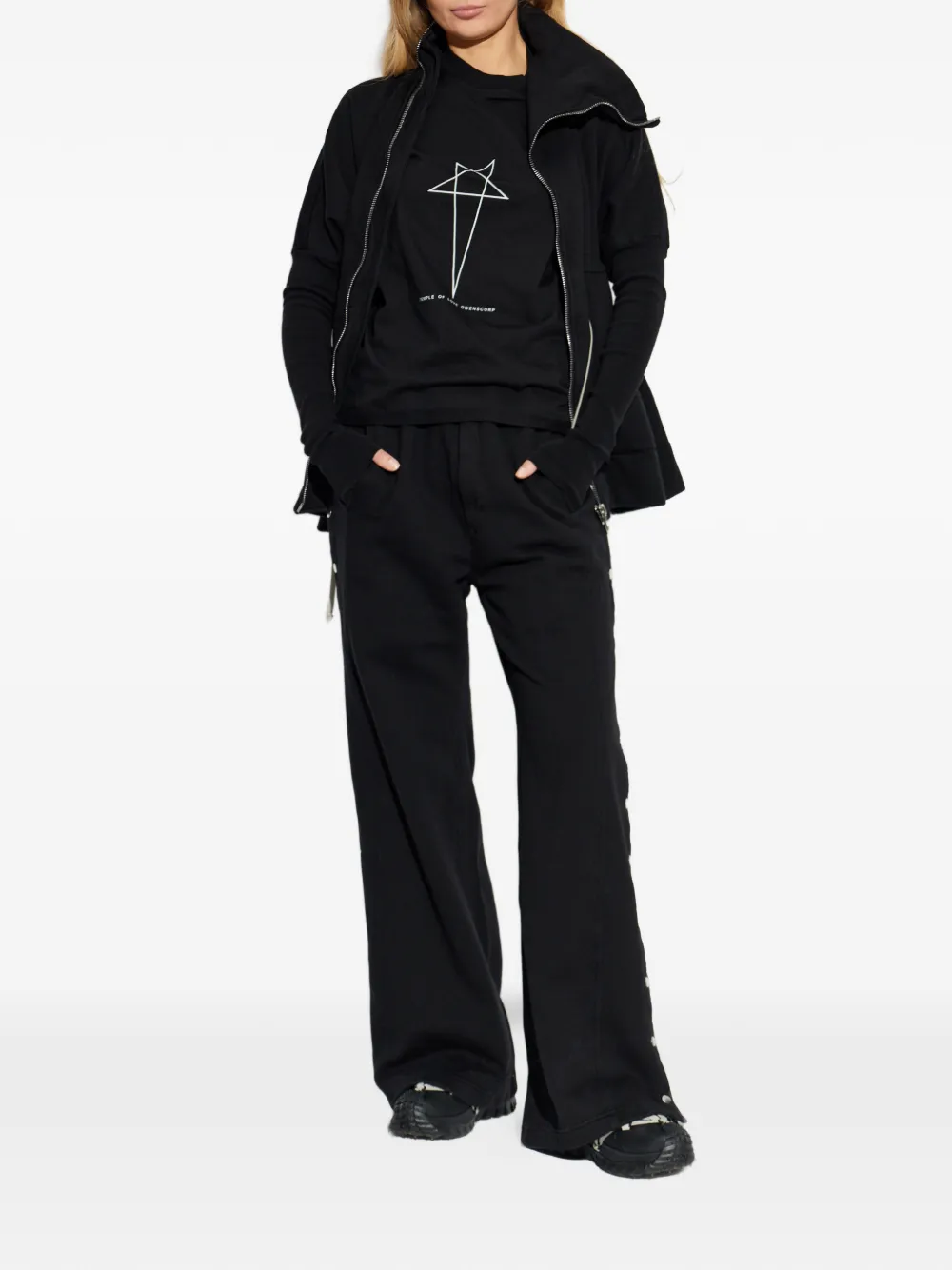 Rick Owens DRKSHDW Trui met trechterhals en rits Zwart