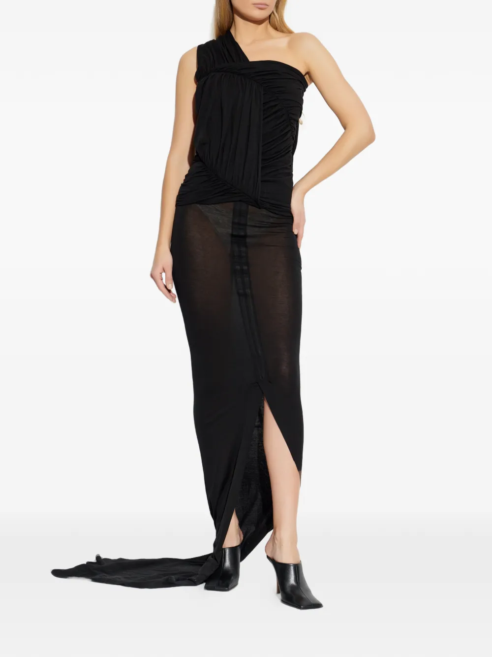  Rick Owens Drkshdw Draped One-shoulder Top - Black 