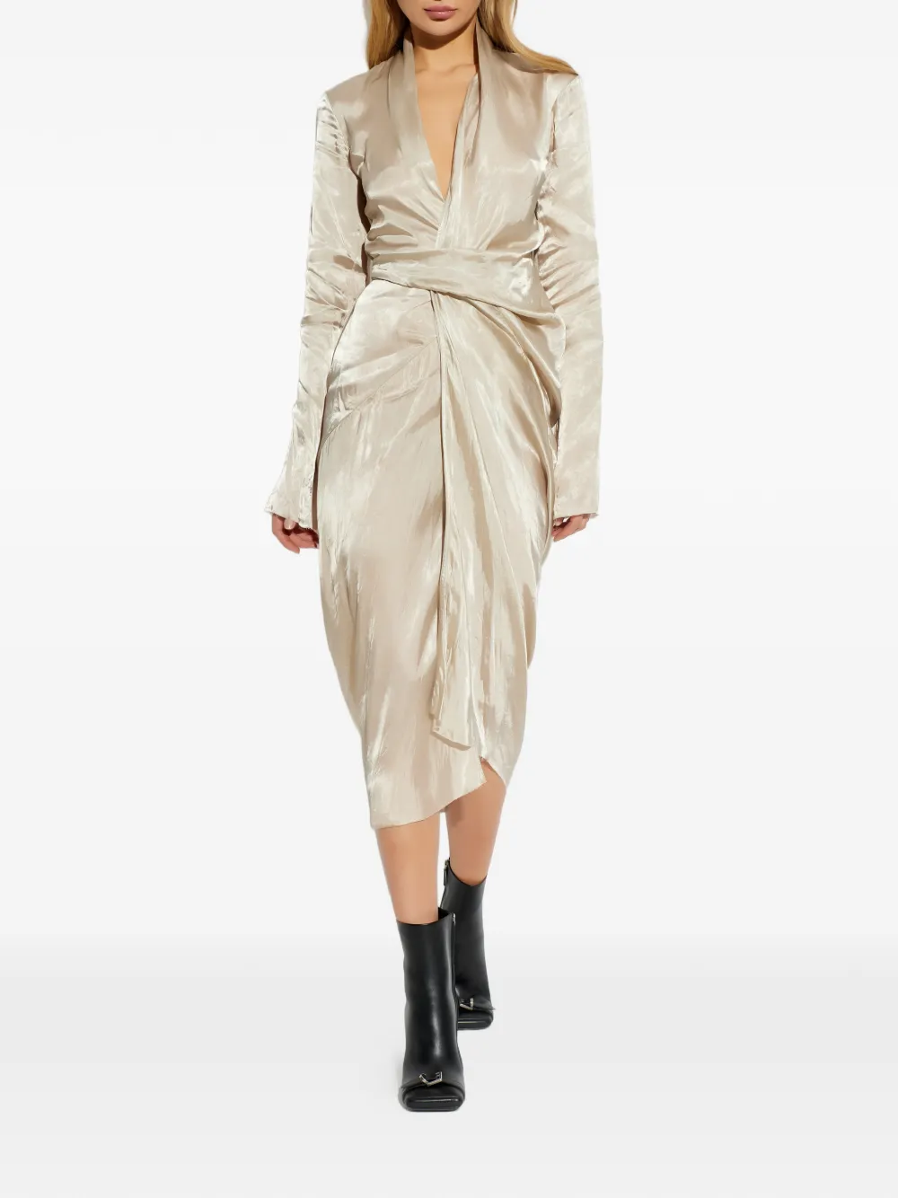 Rick Owens Jurk met gestrikte taille Beige
