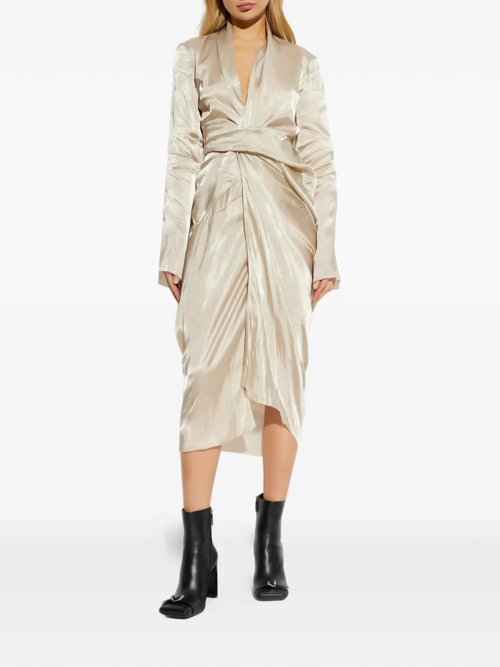 Rick Owens Jurk met gestrikte taille Beige