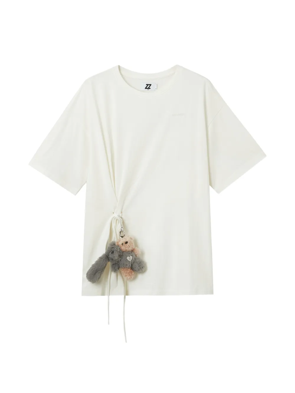 izzue T-shirt in cotone con coulisse - Toni neutri