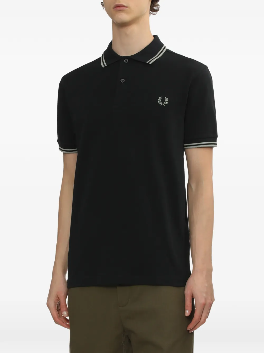 Laurel-Wreath Striped Polo Shirt