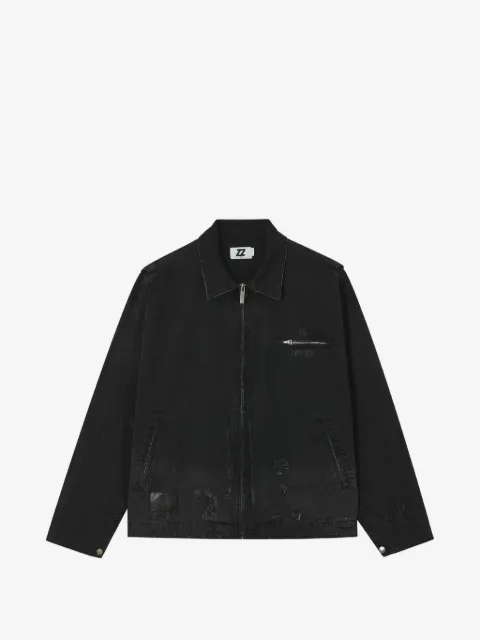 izzue distressed zipped cotton jacket
