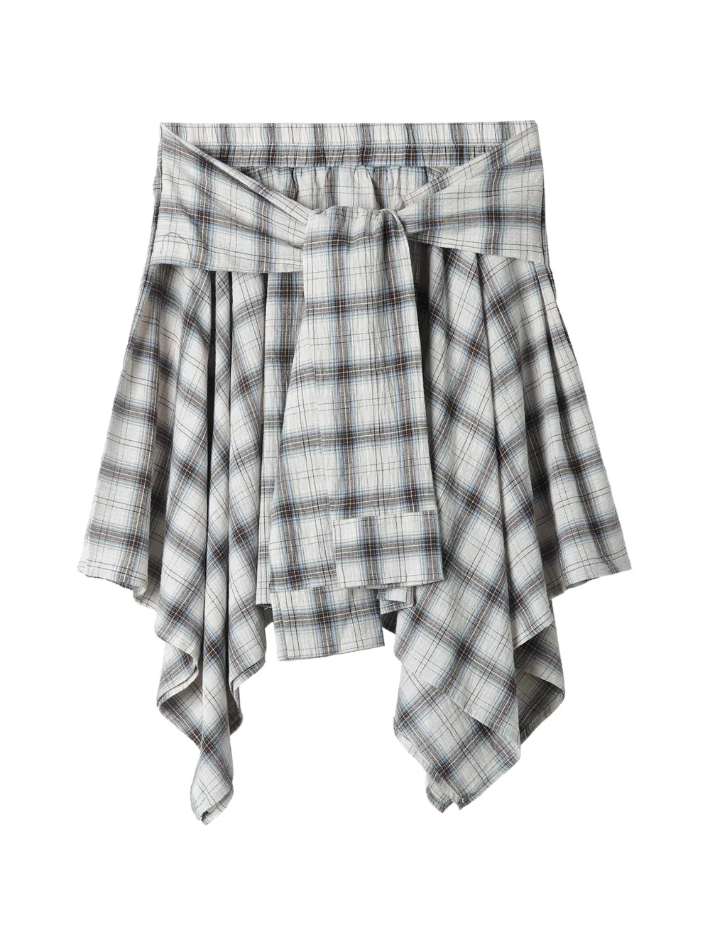 b+ab plaid-pattern tie-waist asymmetric skirt - Bianco