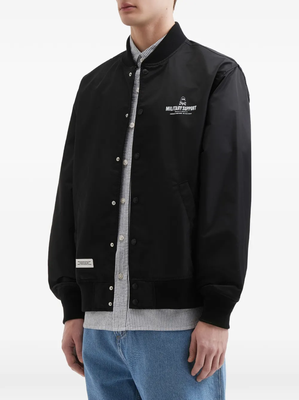  Fingercroxx Print-detail Bomber Jacket - Black 