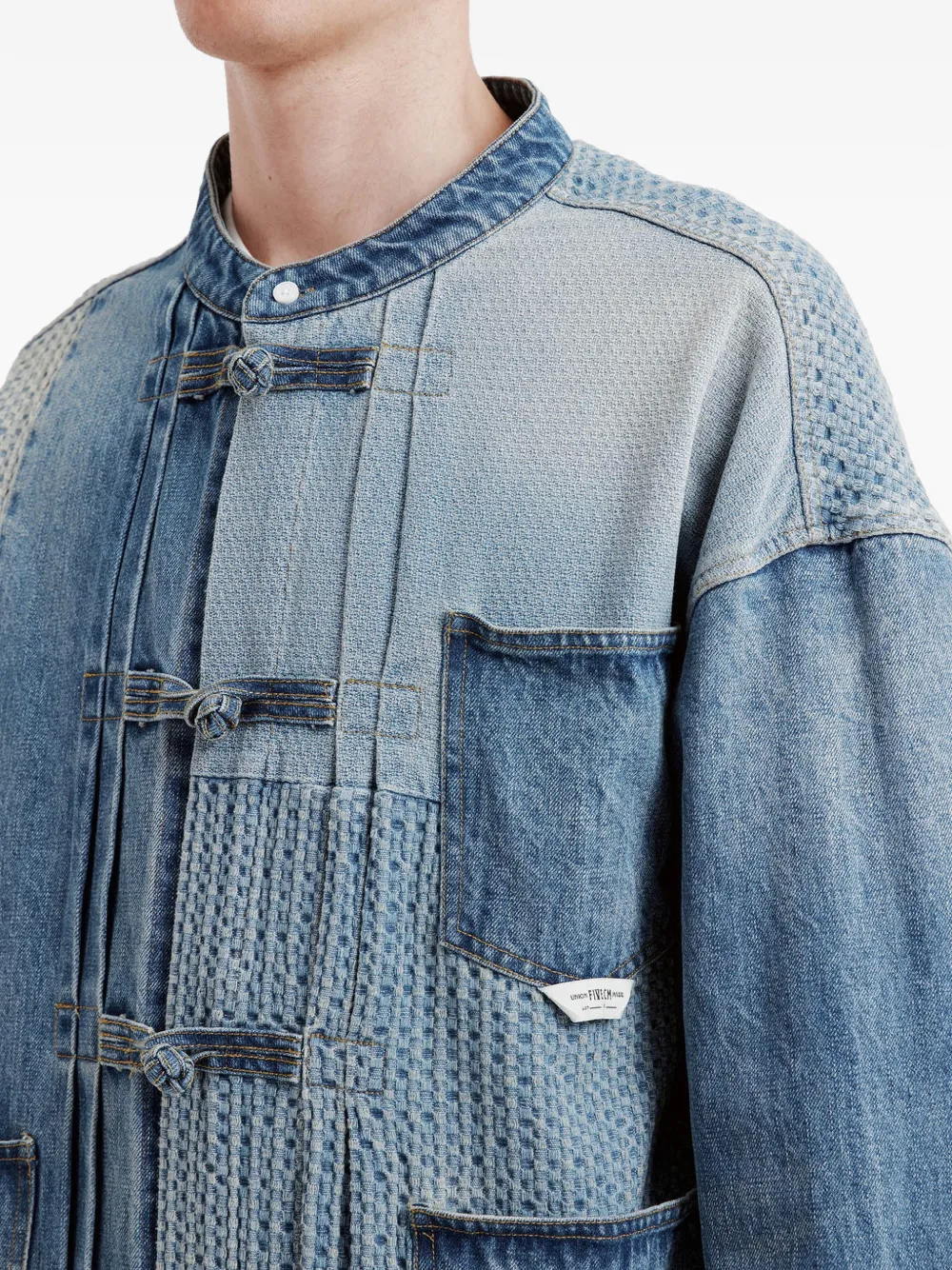 FIVE CM Katoenen jack met patchwork Blauw