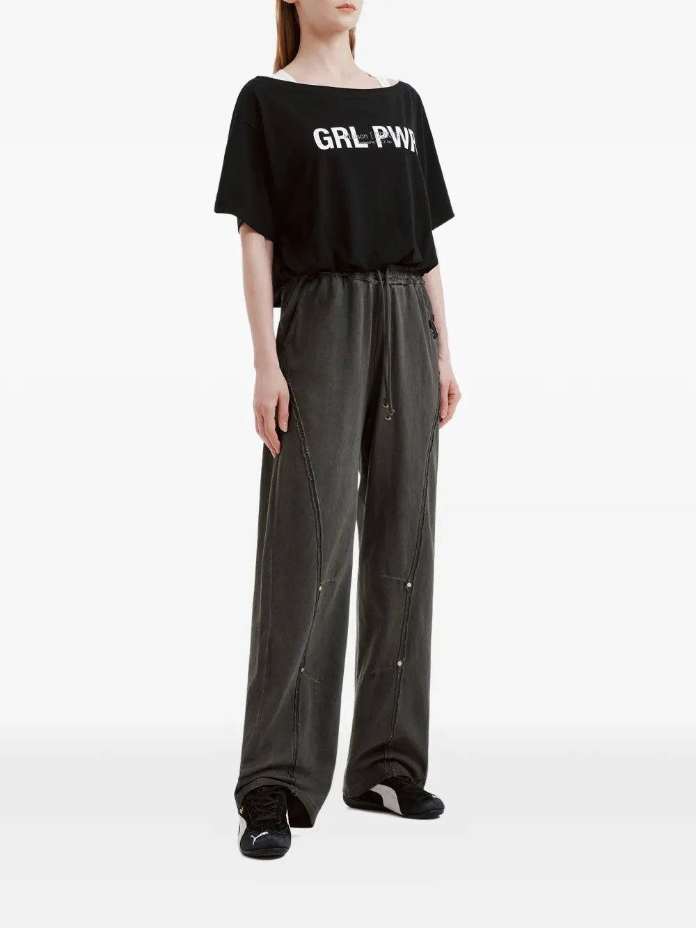  Izzue Drawstring-fastening Palazzo Pants - Grey 