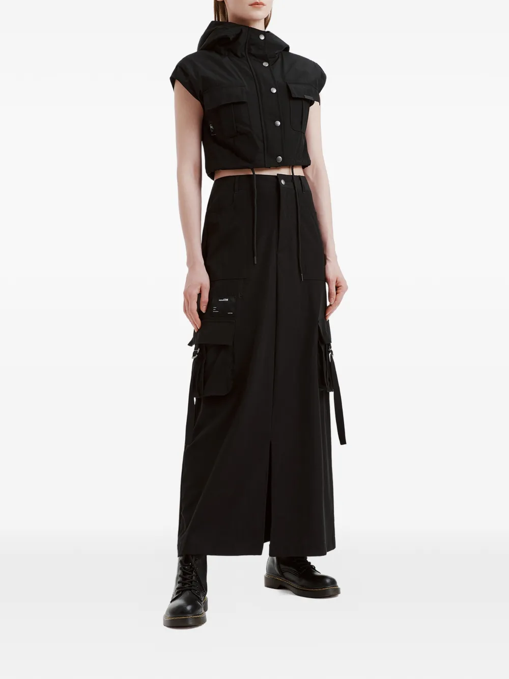  Izzue Flap-pocket Maxi Skirt Set (set Of Two) - Black 