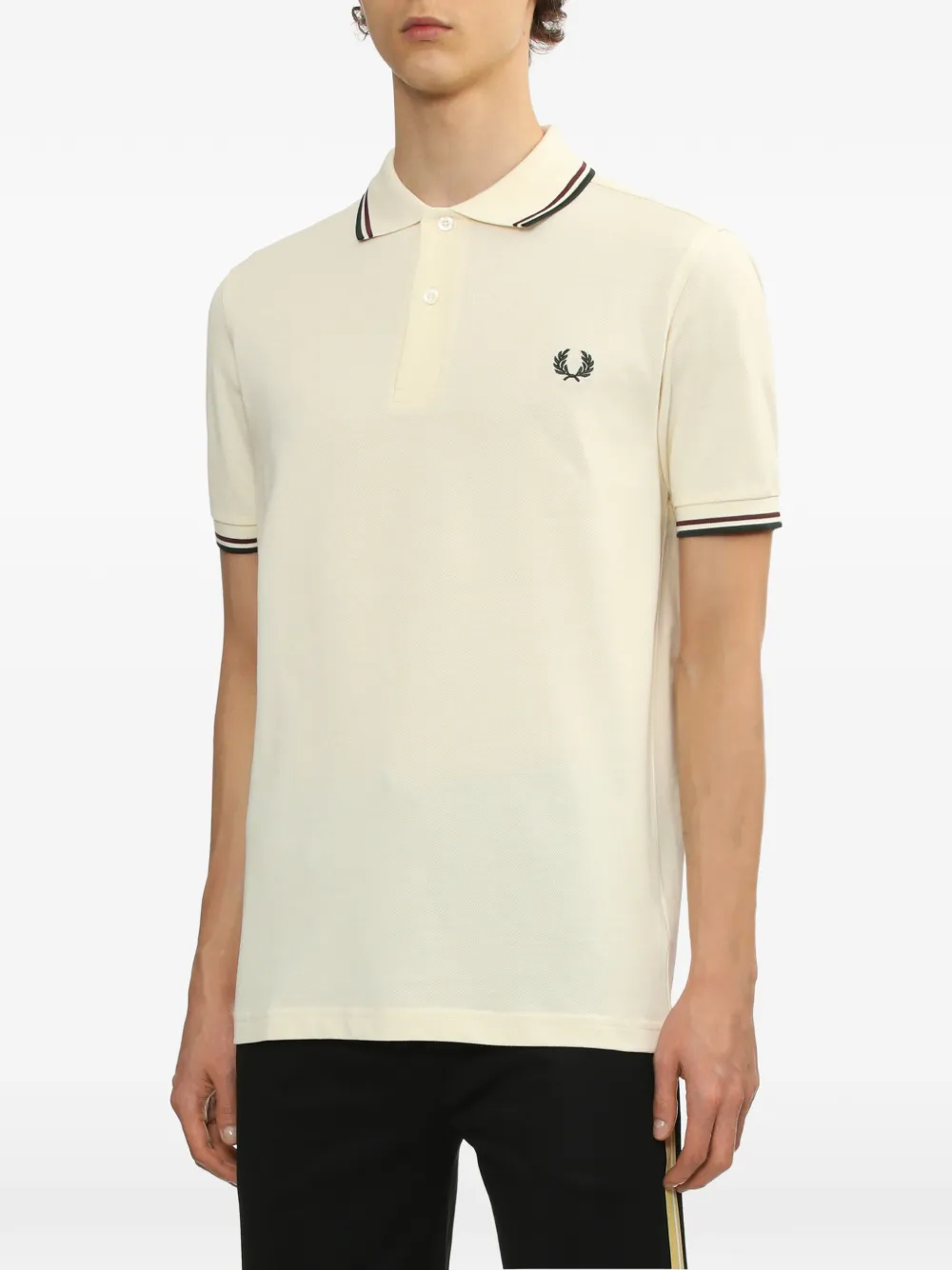  Fred Perry Embroidered Tipped Polo Shirt - Neutrals 