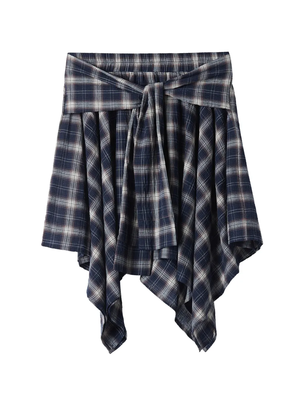b+ab tie-waist check-pattern asymmetric skirt - Blu