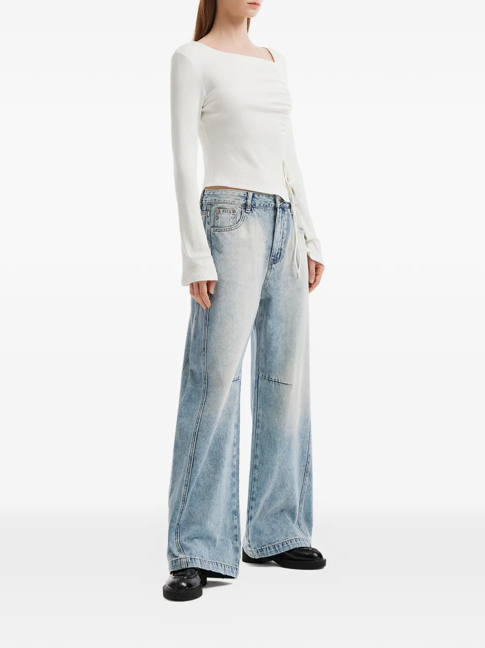 Tout A Coup Drawstring Long-sleeve Top - White 