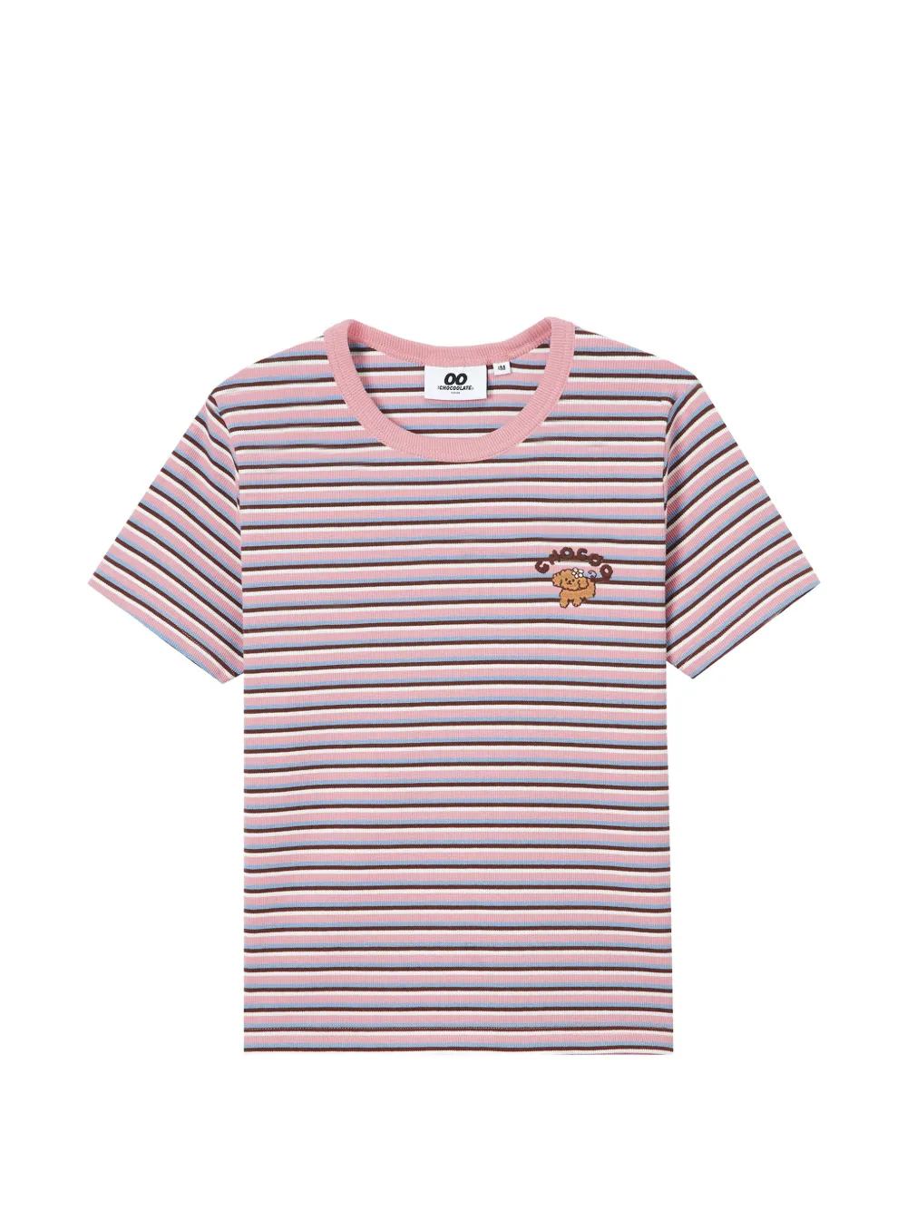 CHOCOOLATE embroidered-detail striped cotton T-shirt - Rosa