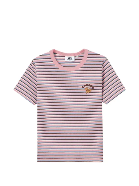 CHOCOOLATE embroidered-detail striped cotton T-shirt