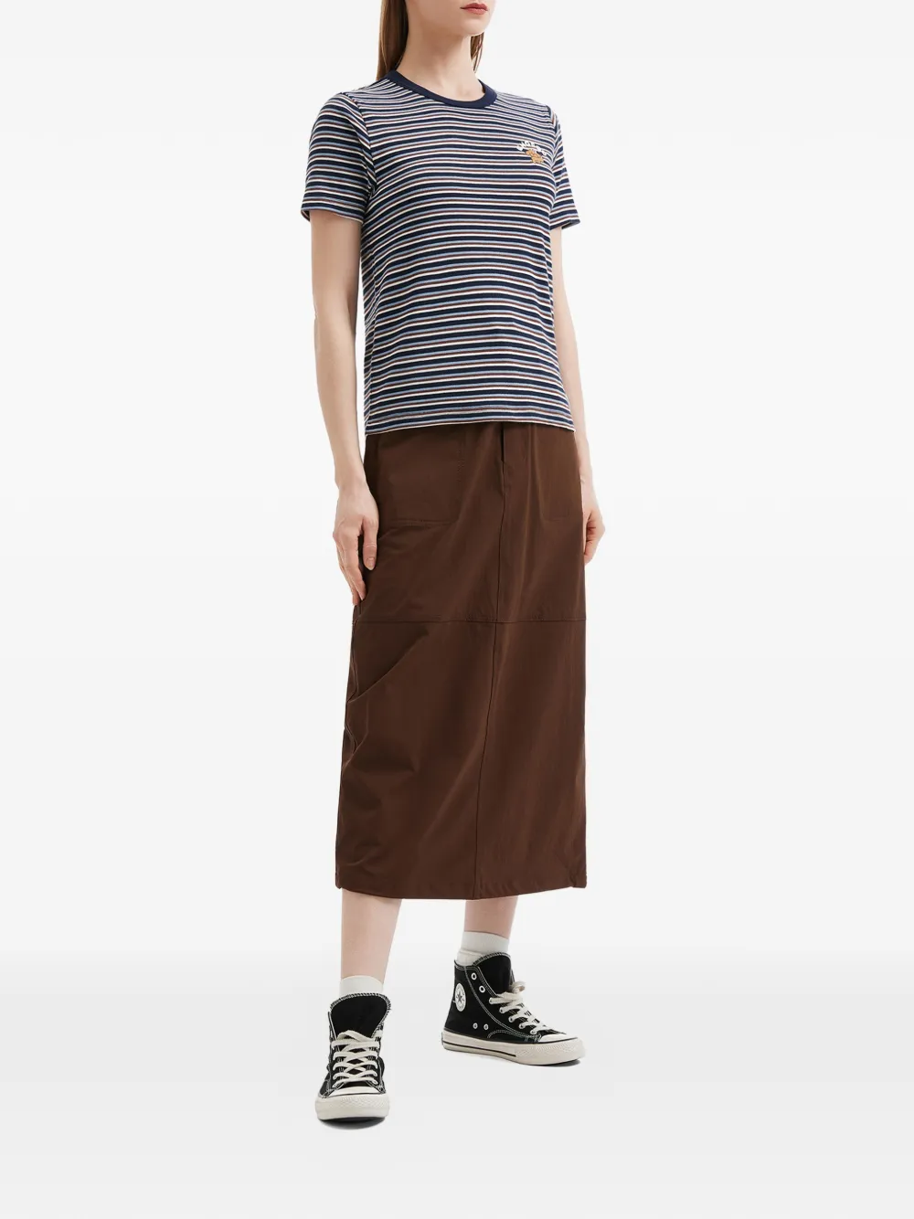 CHOCOOLATE 스트라이프 그래픽 디테일 코튼 티셔츠 | 티셔츠 & 저지