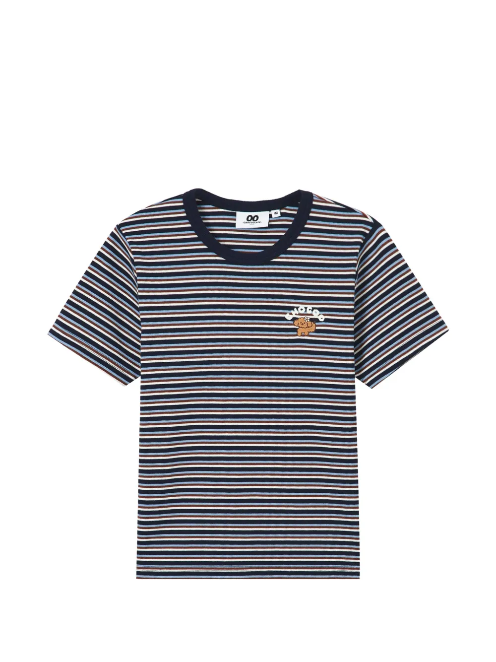 CHOCOOLATE striped graphic-detail cotton T-shirt - Blu