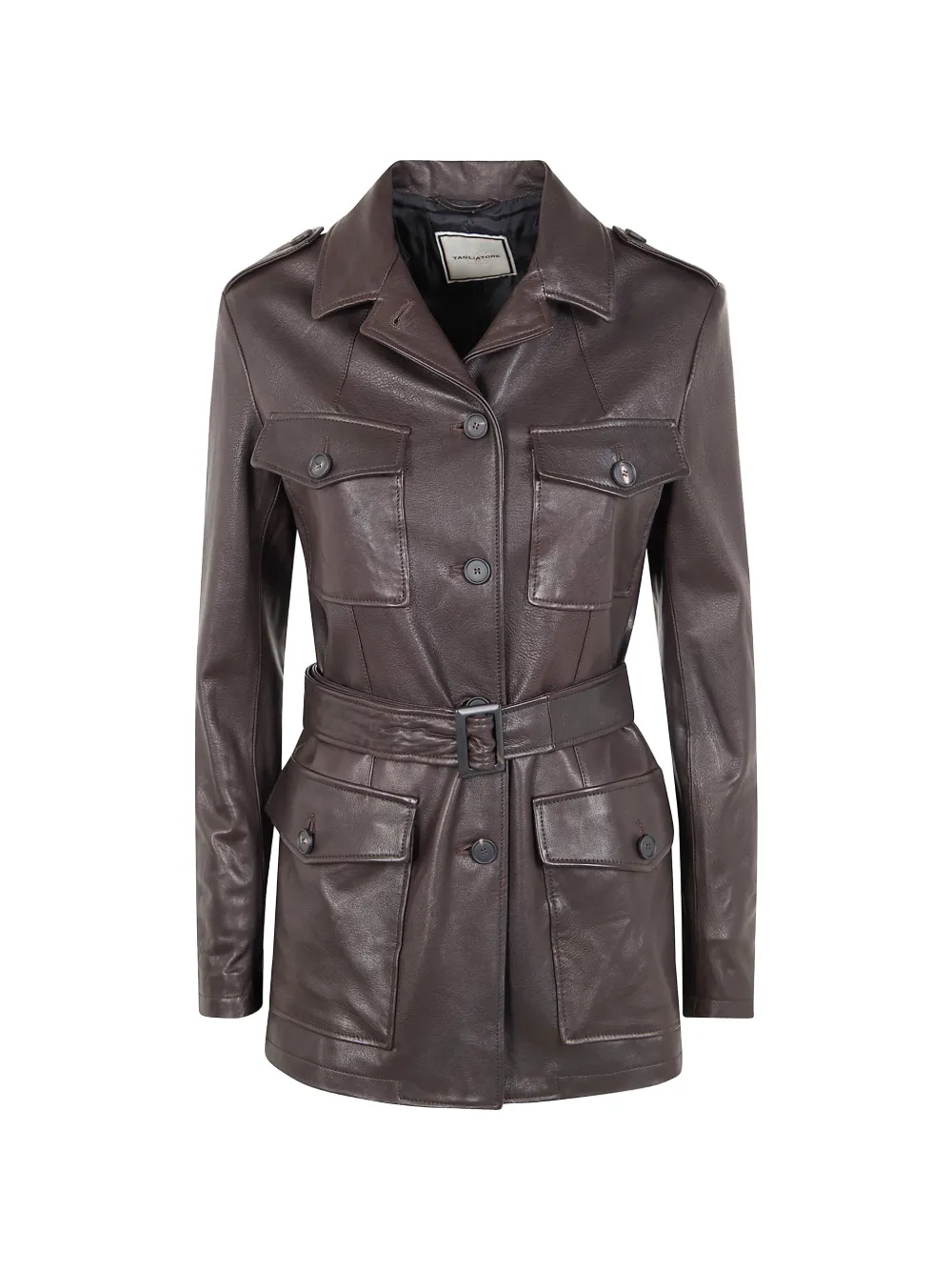 Tagliatore Cleape buttoned belted leather jacket - Marrone