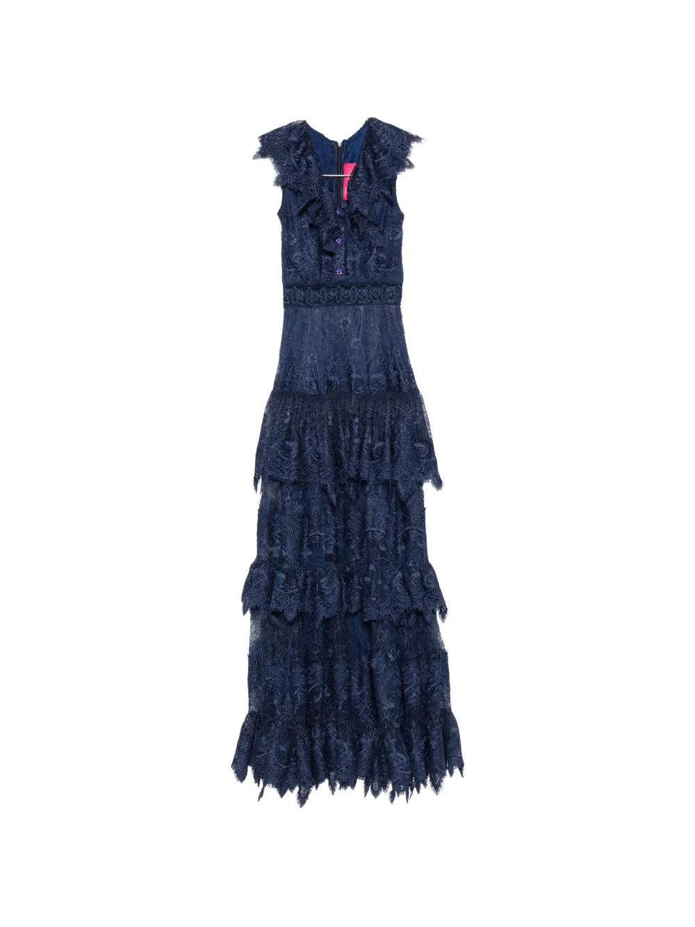 MIAU by Clara Rotescu Simphony ruffled lacdd maxi dress - Blu