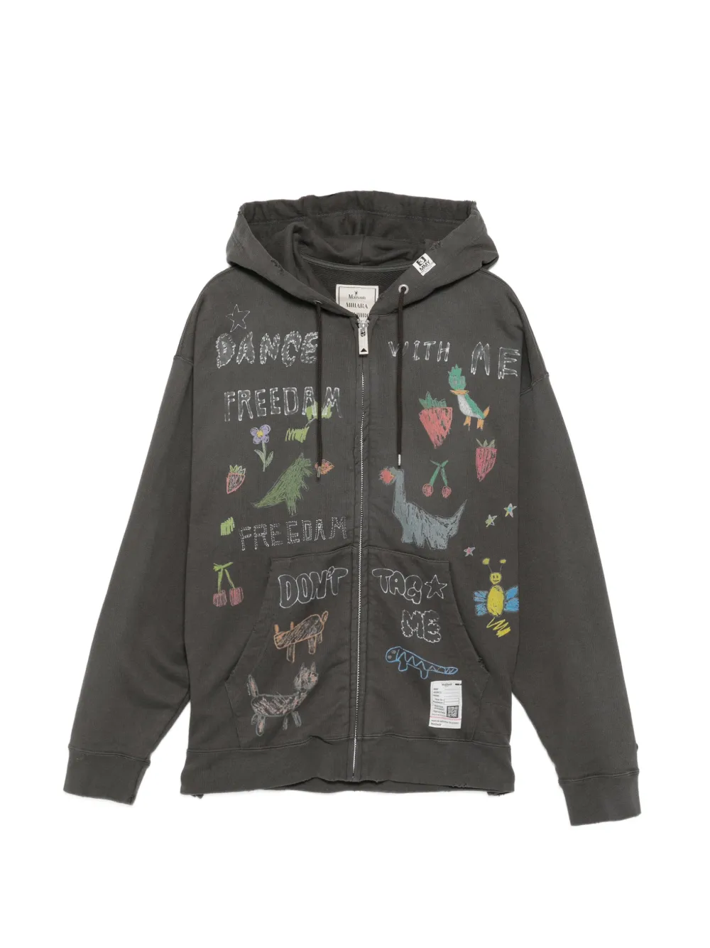 Maison MIHARA YASUHIRO kids doodle printed hoodie - Grey