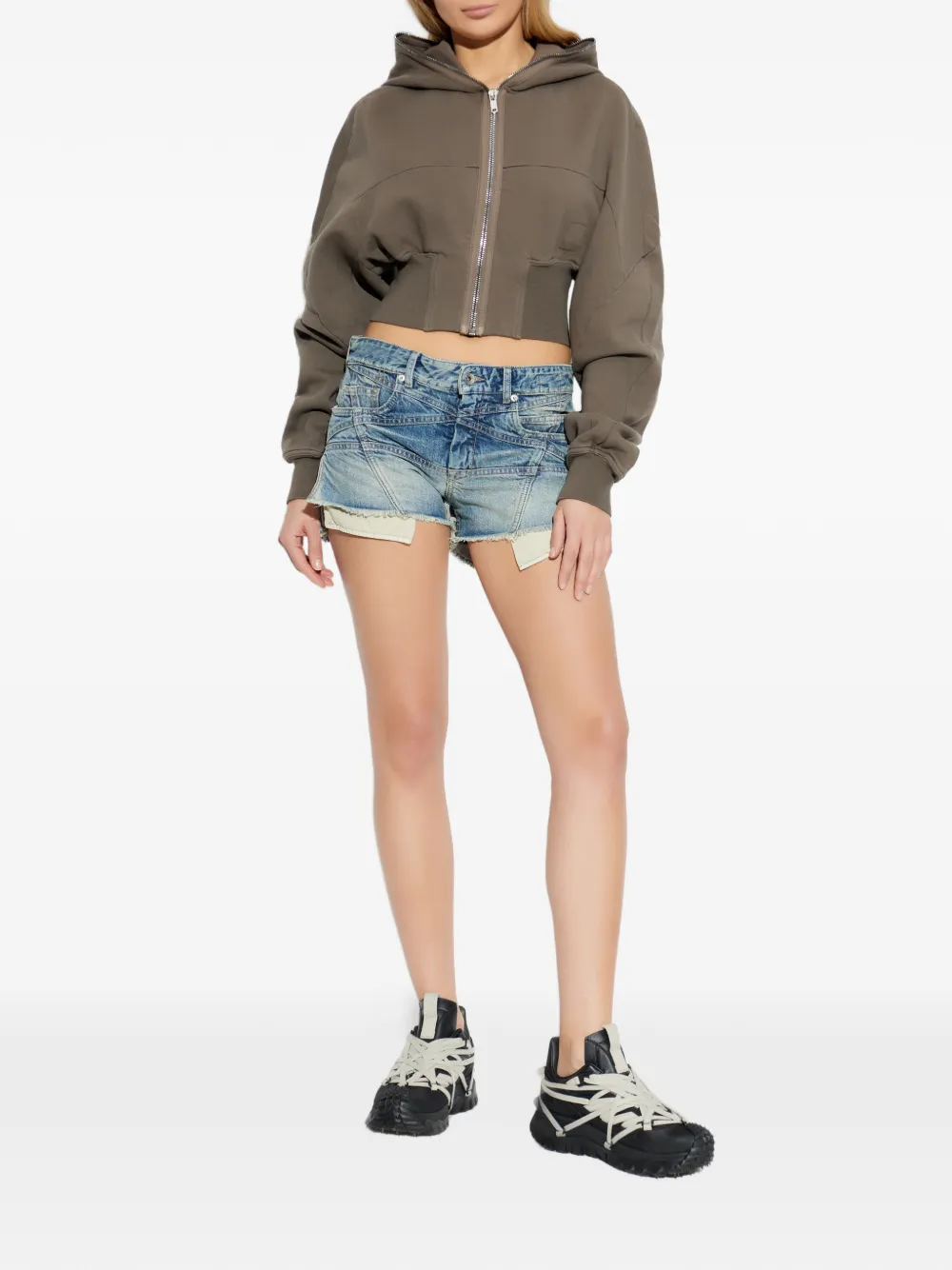 Rick Owens DRKSHDW Hoodie met capuchon en rits Bruin