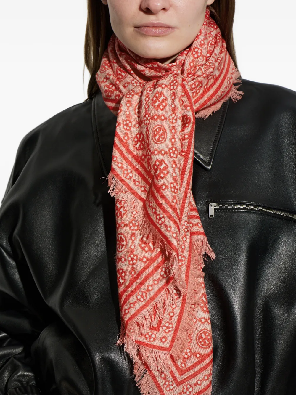 T-monogram fringed scarf
