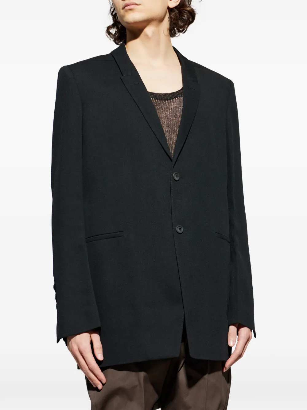 Rick Owens Blazer met enkele rij knopen Zwart