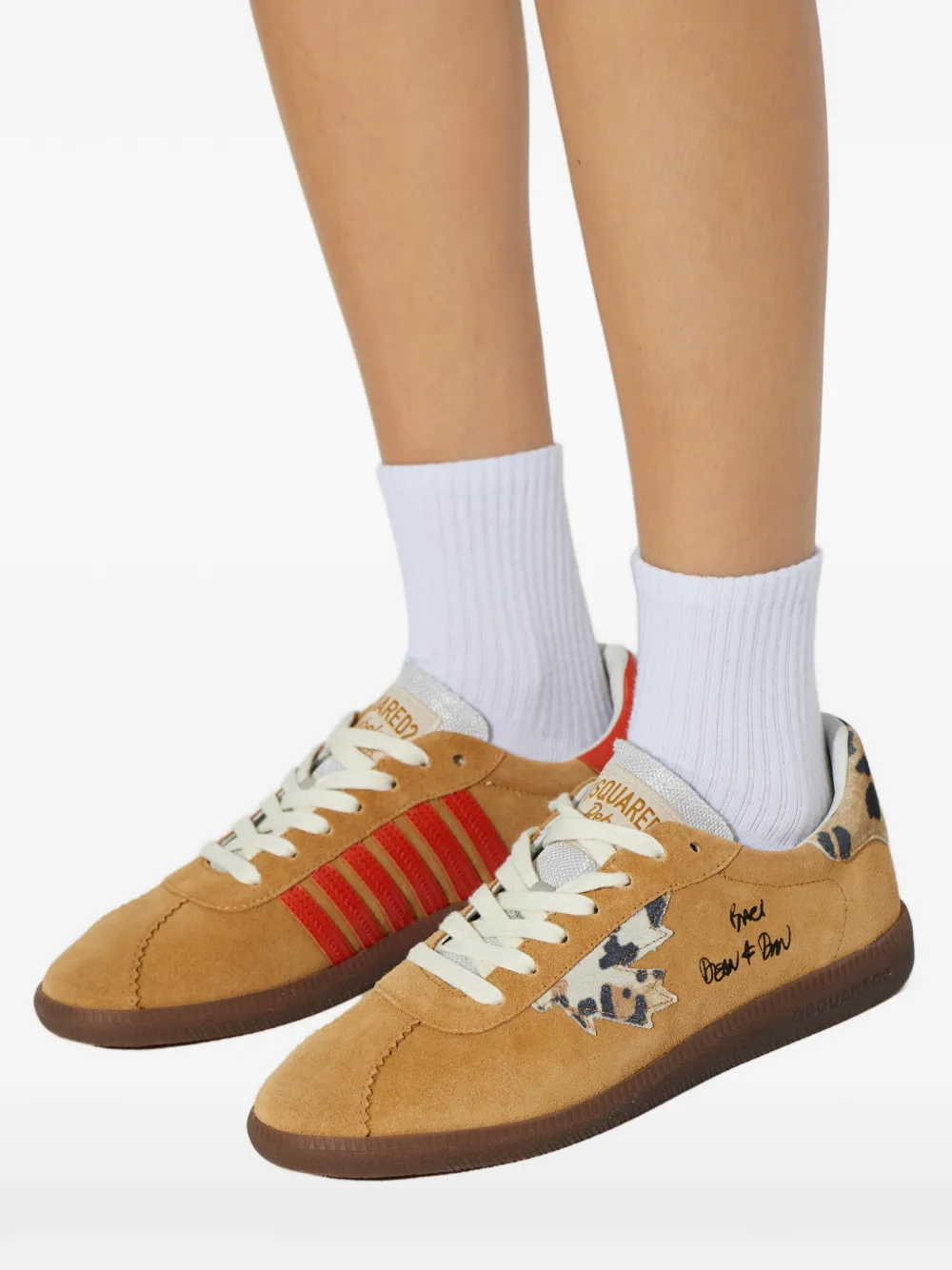 DSQUARED2 Sneakers met blader-applicatie Beige