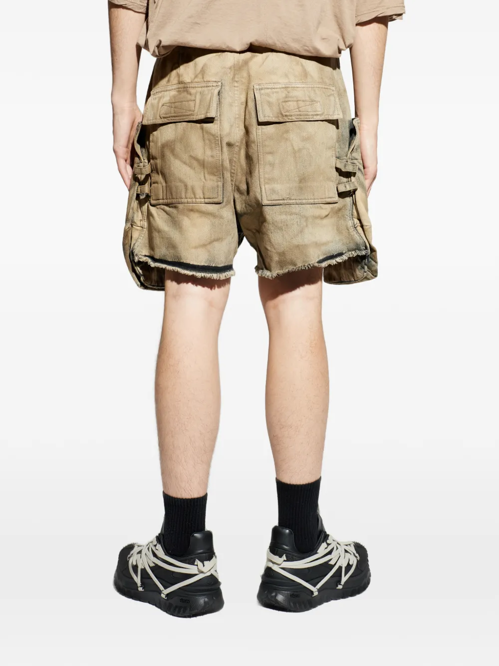 Rick Owens DRKSHDW Shorts met gerafelde zak Beige