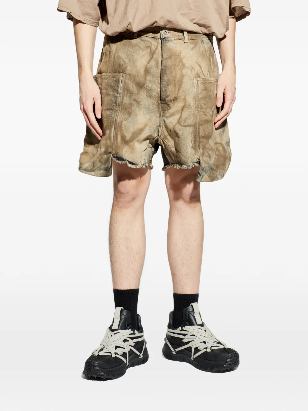 Rick Owens DRKSHDW フレイド ポケット ショートパンツ | ニュートラル