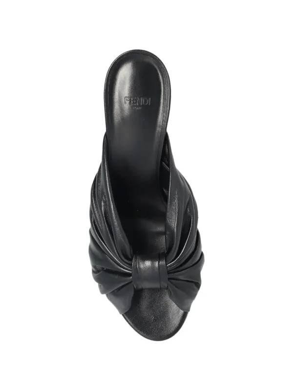 FENDI Arco twisted-upper Leather Sandals | Black | FARFETCH