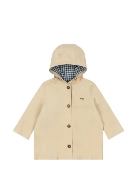 Konges Sløjd lemon-embroidered hooded trench coat