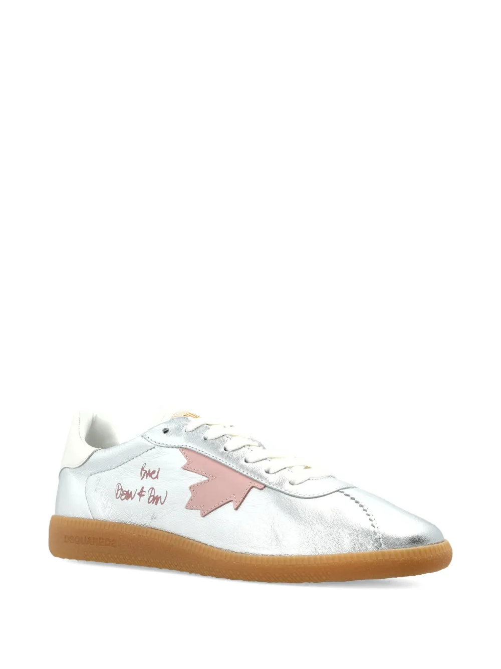 DSQUARED2 Rebel leaf-appliqué sneakers Zilver