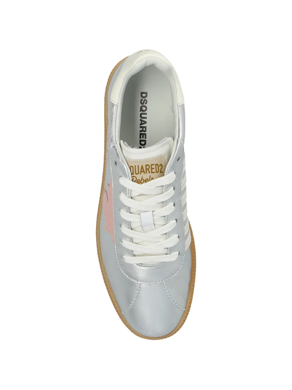DSQUARED2 Rebel leaf-appliqué sneakers Zilver