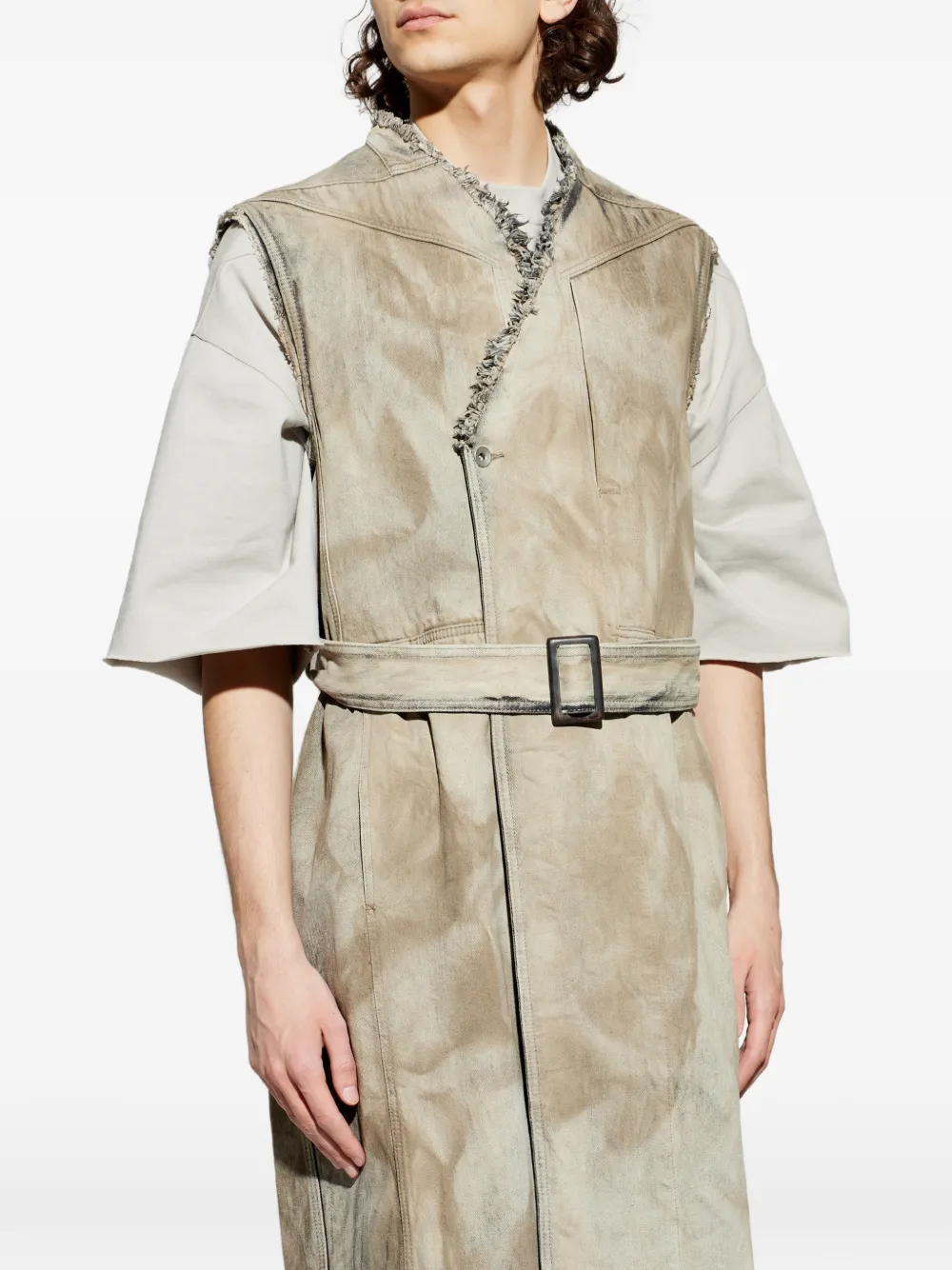  Rick Owens Belted Coat - Neutrals 