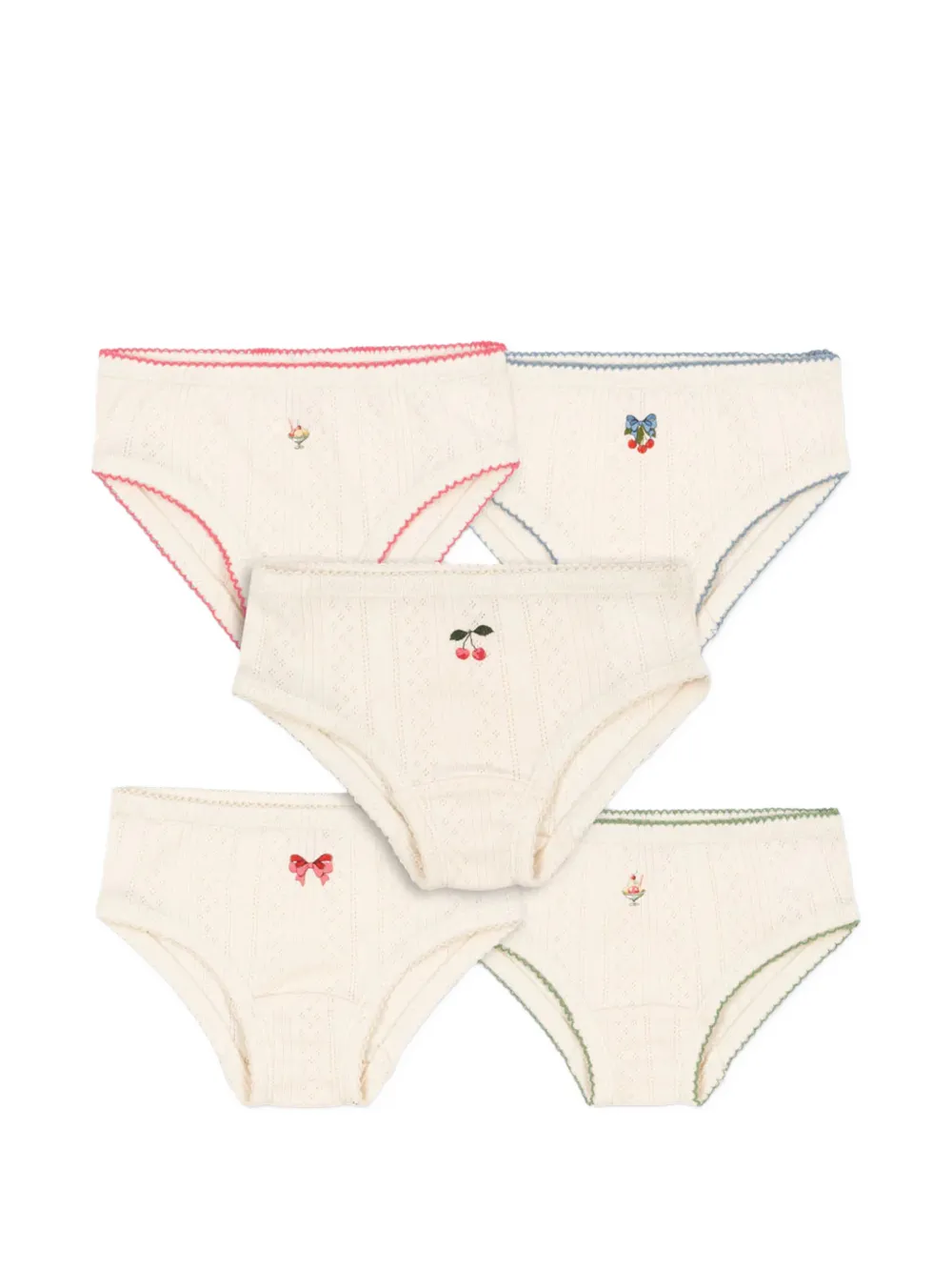 Konges Sløjd embroidered briefs (set of five) - Nude